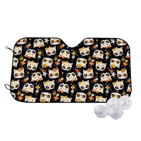 Fotbe Flower Fox Car Windshield Sunshade | Sun Visor Protector Front Window Shade, Keeps Out UV Rays, Keeps Your Vehicle Cool-Medium