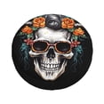 thumbnail image 1 of Fotbe Flower Horn Skull A Spare Tire Cover Thickening Universal Fit for Jeep, Trailer, RV, SUV, Truck, Tough Tire Wheel Soft Cover-14 inch, 1 of 8