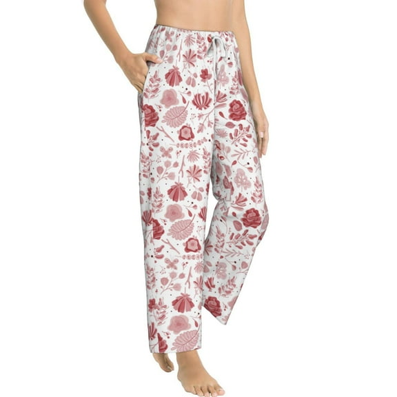 Fotbe Flower Leaves Women's Pajama Pants,Sleepwear Pants,Pj Bottoms Drawstring And Pockets-Small