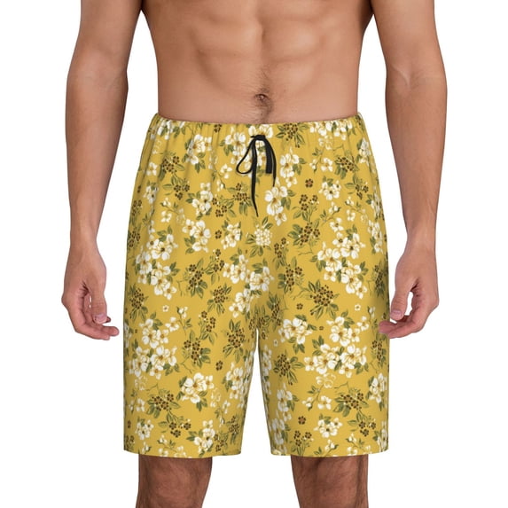 Fotbe Flower Pajama Shorts for Men, Men's Pajama Bottoms, Sleepwear,Short Pajama Pants-Small