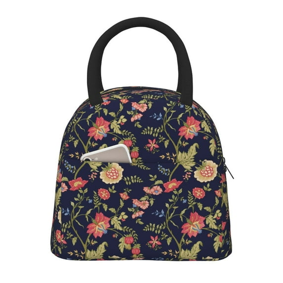 Fotbe Flower Pattern Lunch Bag, Insulated Lunch Box, Small Leakproof Cooler Food Lunch Containers Reusable High Capacity Lunch Tote Bags for Work, Travel, Outdoor