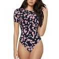 thumbnail image 1 of Fotbe Flower Women's Crew Neck Short Sleeves Bodysuit Tops Round Neck Slim Sleeveless Soft Comfortable Basic-Large, 1 of 9