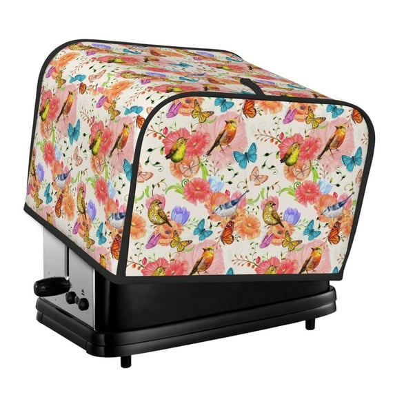 Fotbe Flowers And Birds Watercolor for Four Slice Toaster Cover, Fingerprint Protector, Super Soft Appliance Cover And Dust Cover,Bread Dust Cover & Fingerprint Protection