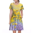 thumbnail image 1 of Fotbe Flowers And Butterflies Pattern Dress Casual Womens Fashion Short Sleeve Maxi Dress T Shirt Dress Striped Long Color Block Maxi Dress, 1 of 6
