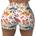 thumbnail image 1 of Fotbe Flowers Birds And Butterflies Seamless Shorts, Womens Workout Shorts High Waist Stretch Booty Short for Gym/Yoga/Running/Biking-X-Large, 1 of 9