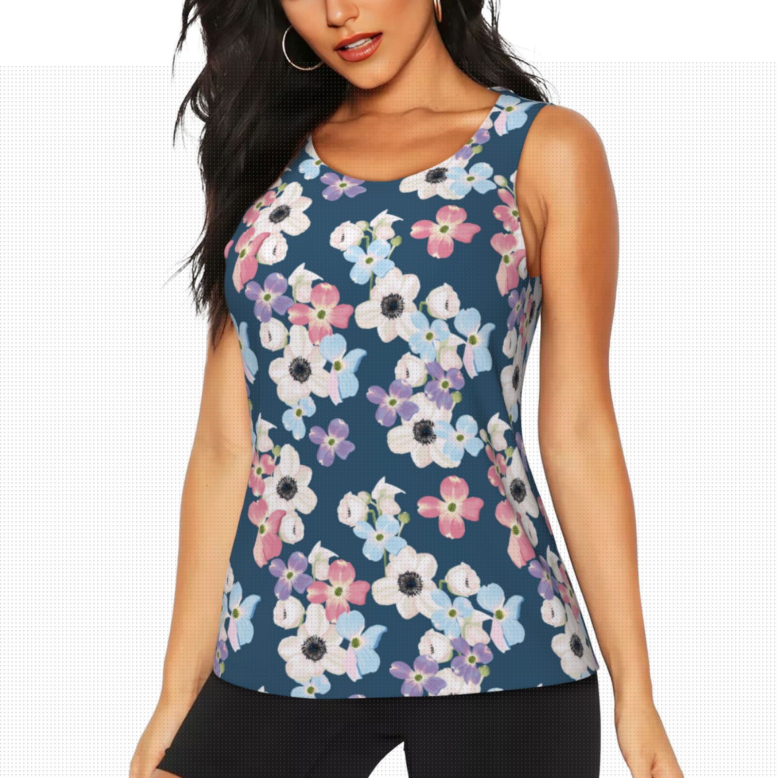 thumbnail image 1 of Fotbe Flowers Womens Loose Fit Casual Flowy Slim-Fit Tank Tops Athletic Round Neck Trendy Sleeveless Summer Tops for Gym and Yoga-X-Large, 1 of 9