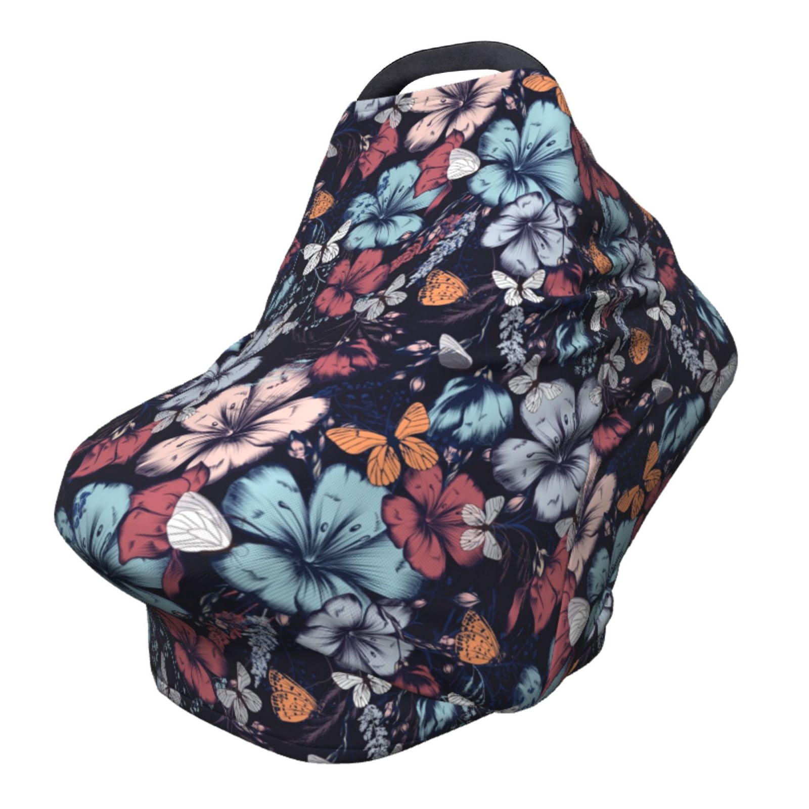 Fotbe Flowers ad Butterflies Pattern Car Seat Covers for Babies, Nursing Breastfeeding Cover Infant Carseat Canopy, Soft Stretchy Carrier Cover