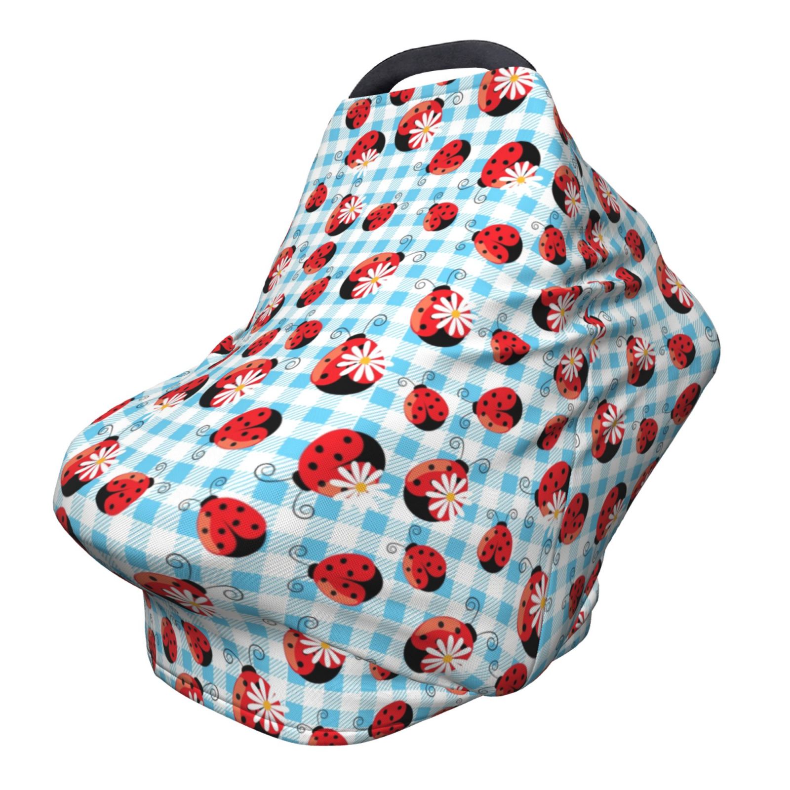 Fotbe Flowers and Lady Bugs Pattern Car Seat Covers for Babies, Nursing Breastfeeding Cover Carseat Canopy, Soft Stretchy Carrier Cover