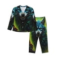 thumbnail image 1 of Fotbe Fluorescent Wolf Pattern Long Sleeve Pajama Set for Women,Sleepwear Set,2-piece Loungewear Set,Soft PJs Comfy Nightwear with Pockets -Large, 1 of 7