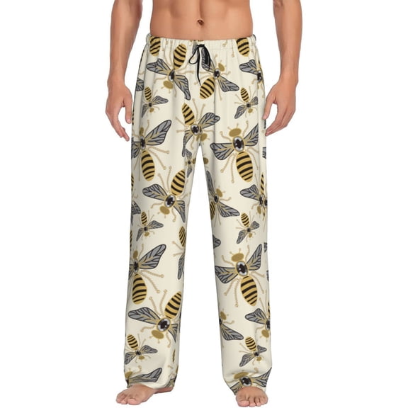Fotbe Flying Bees1 Men's Pajama Pants,Sleepwear Pants,Pj Bottoms Drawstring And Pockets-Medium