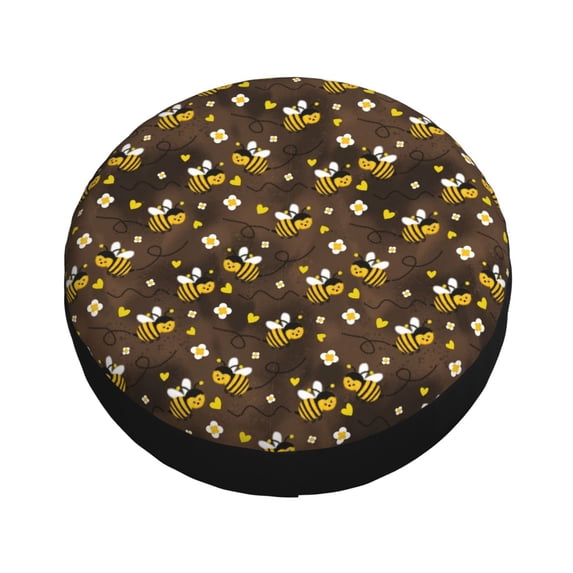 Fotbe Flying Furry Honey Bees Spare Tire Cover Thickening Universal Fit for Jeep, Trailer, RV, SUV, Truck, Tough Tire Wheel Soft Cover-17 inch