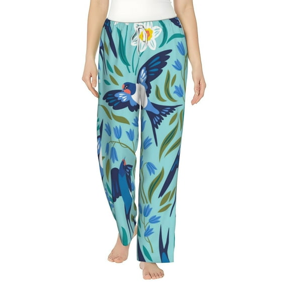 Fotbe Flying Swallows Women's Pajama Pants,Sleepwear Pants,Pj Bottoms Drawstring And Pockets-Large