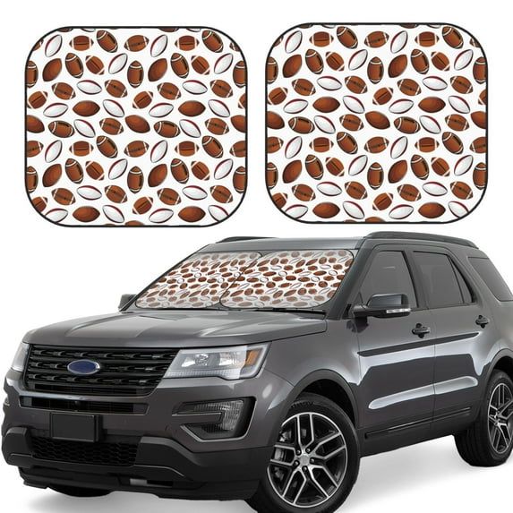 Fotbe Football 2-Piece Car Windshield Sun Shade | Sun Blocker for Car Windshield | Foldable Automotive Interior Accessories for Sun Protection-Medium