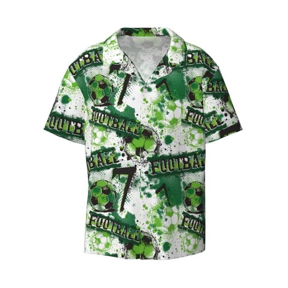 Fotbe Football 7 print Short Sleeve Button Down Shirts for Men Casual Summer Beach Wrinkle Free Shirt-XX-Large