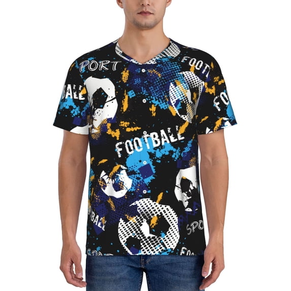 Fotbe Football Baseball Jersey Shirt for Men and Women, Casual Short Sleeves Button Down T-Shirt-Small