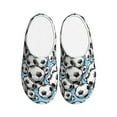 thumbnail image 1 of Fotbe Football Soccer Ball Pattern Women's Fuzzy Curly Fur Memory Foam Loafer Slippers Indoor Outdoor Slippers Winter Home Shoes-46/47, 1 of 7