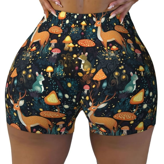 Fotbe Forest Elf Seamless Shorts, Womens Workout Shorts High Waist Stretch Booty Short for Gym/Yoga/Running/Biking-Small