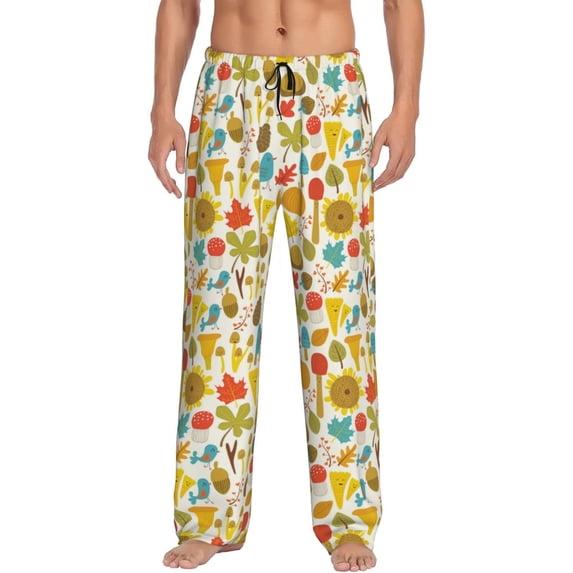 Fotbe Forest Mushrooms Men's Pajama Pants,Sleepwear Pants,Pj Bottoms Drawstring And Pockets-Medium