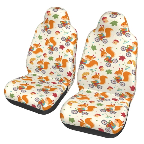 Fotbe Forest Squirrel Pattern Automotive Seat Covers for Cars Trucks and SUVs – Car Seat Covers for Front Seats,Protective Seat Covers,Vehicle Seat Covers, Set of 2