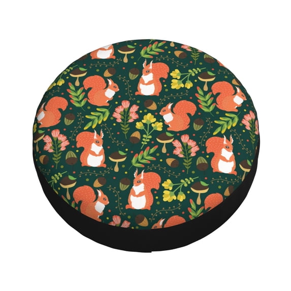 Fotbe Forest Squirrel Spare Tire Cover Thickening Universal Fit for Jeep, Trailer, RV, SUV, Truck, Tough Tire Wheel Soft Cover-16 inch