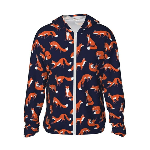 Fotbe Foxes In Different Poses Men's Women's UPF 50+ Sun Protection Jacket Hooded Cooling Shirt with Pockets Hiking Outdoor Performance-