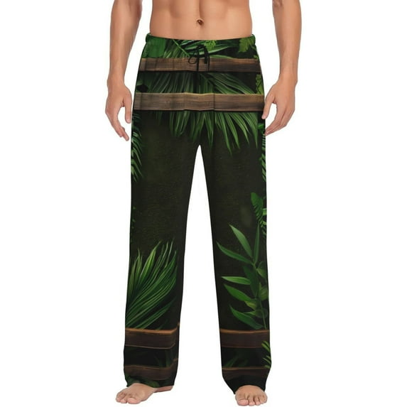 Fotbe Framed Greenery Wall Art Men's Pajama Pants,Sleepwear Pants,Pj Bottoms Drawstring And Pockets-XX-Large