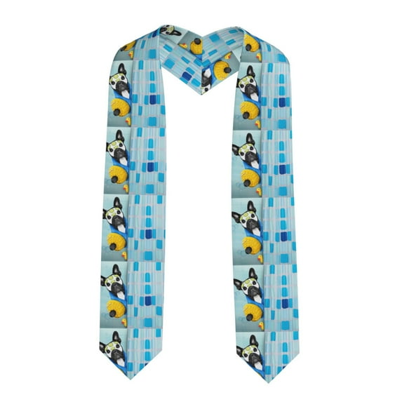 Fotbe French Bulldog Dog in a Bathtub Printed Class of 2024 Graduation Stole