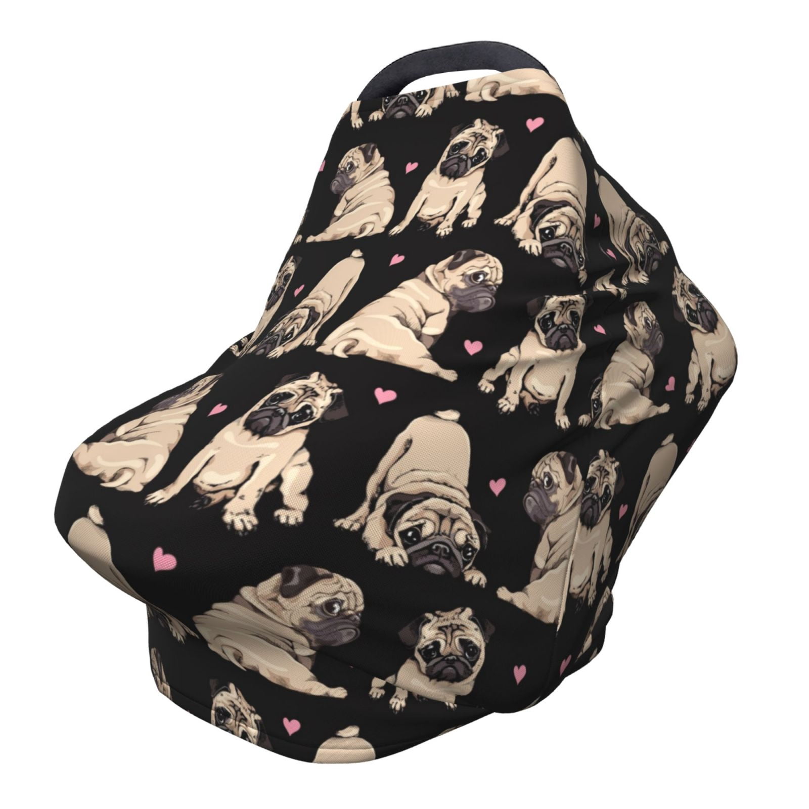 Fotbe French Bulldog Pattern Car Seat Covers for Babies, Nursing Breastfeeding Cover Infant Carseat Canopy, Soft Stretchy Carrier Cover