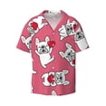 thumbnail image 1 of Fotbe French Bulldog print Short Sleeve Button Down Shirts for Men Casual Summer Beach Wrinkle Free Shirt-Small, 1 of 7