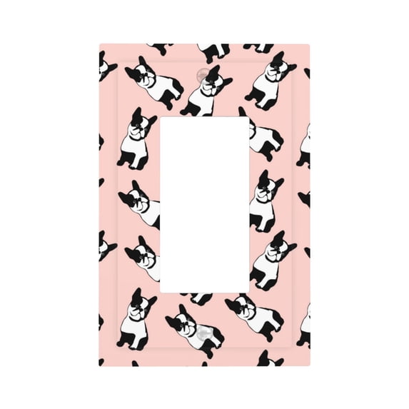 Fotbe French Bulldog1 Print Duplex Receptacle Wall Plate, 1-Gang 5.0" x3.0" Wall Outlet Covers, Dual Outlet Faceplates Covers, Color-matched Screws Included-Style U