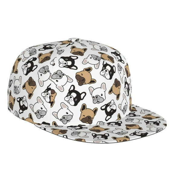 Fotbe French Bulldog3 Flat Bill Visor Cap Classic Snapback Hat Polyester Foam Trucker Hat Trucker Cap Adjustable Baseball Cap