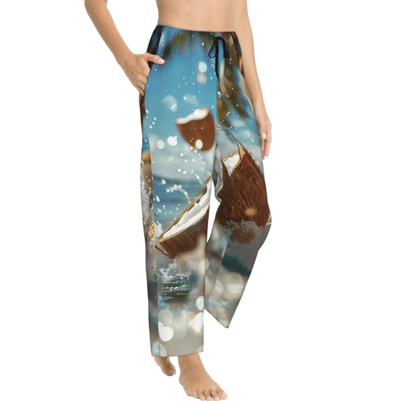 Fotbe Fresh Coconut Splash Women's Pajama Pants,Sleepwear Pants,Pj Bottoms Drawstring And Pockets-