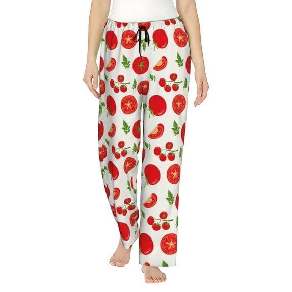 Fotbe Fresh Red Tomato Women's Pajama Pants,Sleepwear Pants,Pj Bottoms Drawstring And Pockets-Large