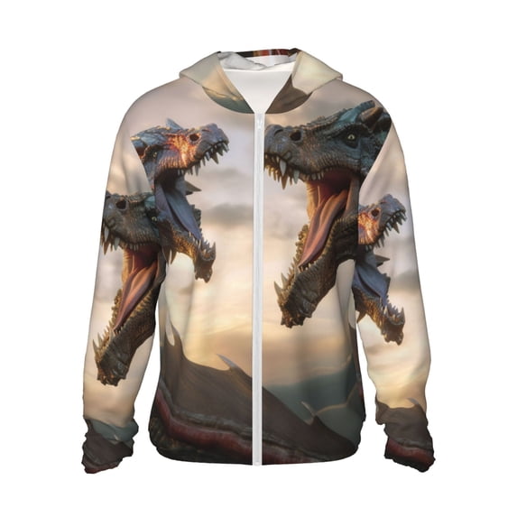 Fotbe Friendship Dragon Men's Women's UPF 50+ Sun Protection Jacket Hooded Cooling Shirt with Pockets Hiking Outdoor Performance-