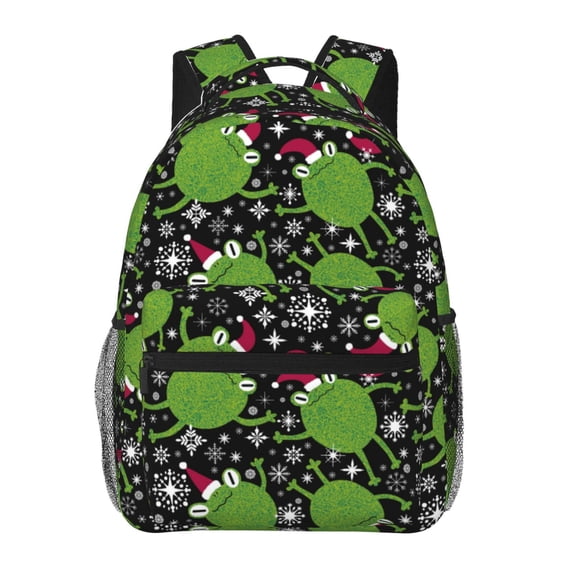 Fotbe Frogs And Santa Hat Pattern Casual Backpack for School, Travel, and Outdoor Activities - Durable, Lightweight, and Comfortable