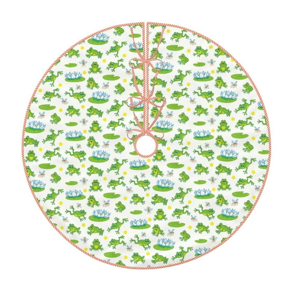 Fotbe Frogs Jumping Pattern Christmas Tree Skirt, Tree Skirts Plush Christmas Decorations, Christmas Tree Skirts Xmas Decorations Holiday Party Decor-48"
