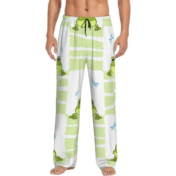 Fotbe Frogs and Dragonflies Men's Pajama Pants,Sleepwear Pants,Pj Bottoms Drawstring And Pockets-X-Large