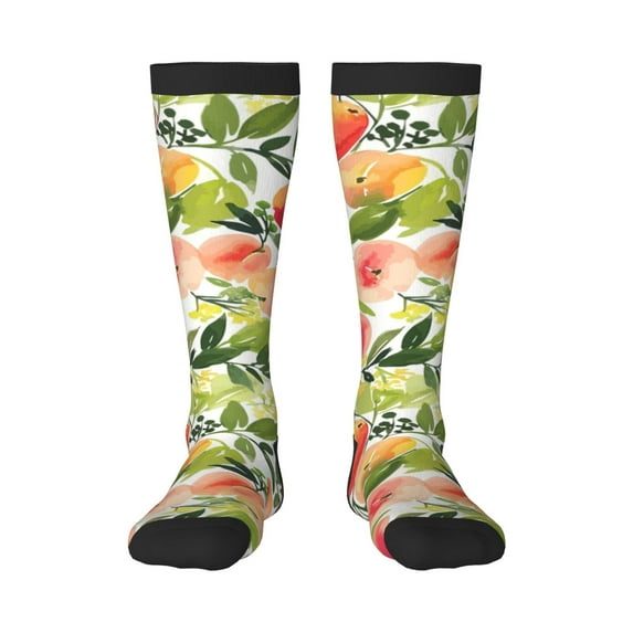 Fotbe Fruits Peach1 print Women's Men's Novelty Crew Socks Cotton Socks Knee High Socks for Walking,Running,Nurses,Pregnancy