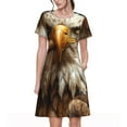 thumbnail image 1 of Fotbe Funny Bald Eagle Pattern Dress Casual Womens Fashion Short Sleeve Maxi Dress T Shirt Dress Striped Long Color Block Maxi Dress, 1 of 6