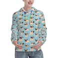 thumbnail image 1 of Fotbe Funny Cartoon Pugs Pattern Womens Long Sleeve Hoodie, Pullover Hooded Sweatshirt, Kangaroo Pocket Hoodie with Eye-catching Drawstrings-Large, 1 of 7