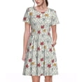 thumbnail image 1 of Fotbe Funny Cat White Pattern Dress Casual Womens Fashion Short Sleeve Maxi Dress T Shirt Dress Striped Long Color Block Maxi Dress, 1 of 6