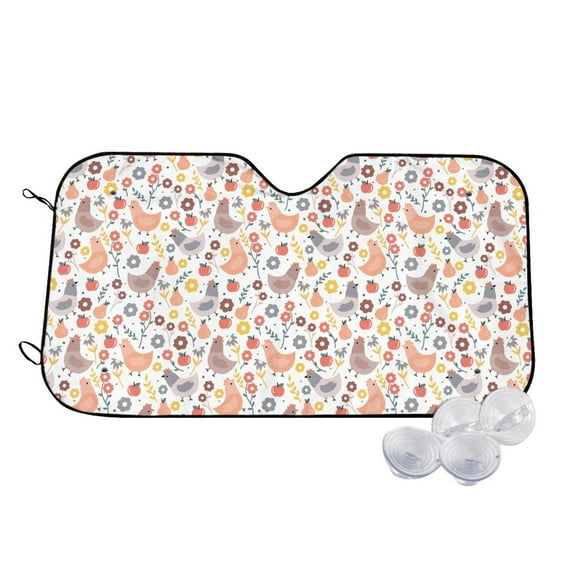 Fotbe Funny Chicken Car Windshield Sunshade | Sun Visor Protector Front Window Shade, Keeps Out UV Rays, Keeps Your Vehicle Cool-Medium