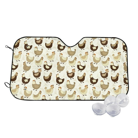 Fotbe Funny Chicken Car Windshield Sunshade | Sun Visor Protector Front Window Shade, Keeps Out UV Rays, Keeps Your Vehicle Cool-Small