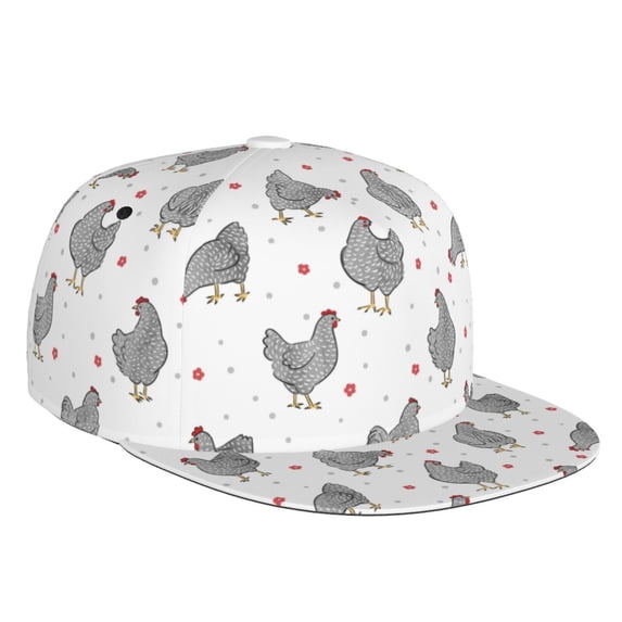 Fotbe Funny Chicken Flat Bill Visor Cap Classic Snapback Hat Polyester Foam Trucker Hat Trucker Cap Adjustable Baseball Cap