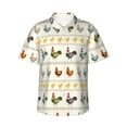 thumbnail image 1 of Fotbe Funny Chicken Hawaiian Shirt for Men Unisex Summer Beach Casual Short Sleeve Cotton Linen Button Down Shirts-Large, 1 of 5