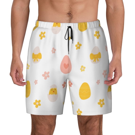Fotbe Funny Chicken Men’s Swim Trunks Quick Dry Swim Shorts Board Shorts with Mesh Lining-Small