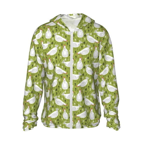 Fotbe Funny Chicken Men's Women's UPF 50+ Sun Protection Jacket Hooded Cooling Shirt with Pockets Hiking Outdoor Performance-Small