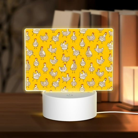 Fotbe Funny Chicken Pattern Acrylic Night Light Gift with 3 Color ModesTouch-Sensitive LED Lamp Perfect Gift for Mother's Day, Birthday, or Christmas