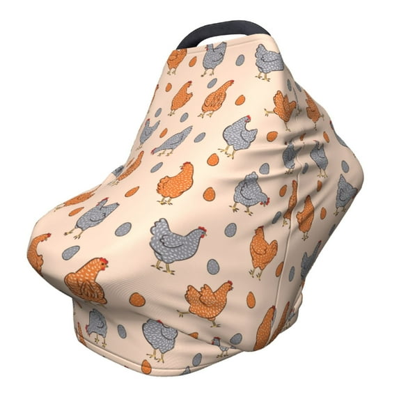 Fotbe Funny Chicken Pattern Car Seat Covers for Babies, Nursing Breastfeeding Cover Infant Carseat Canopy, Soft Stretchy Carrier Cover