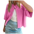 thumbnail image 1 of Women's Casual Short Sleeved Knit Cardigan Solid Color Half Neck Button Down Sweater Comfy Cardigan Sweater Chiffon Cardigans for Women Summer Womens Leopard Long Cardigan plus Size Women's Sweater, 1 of 7